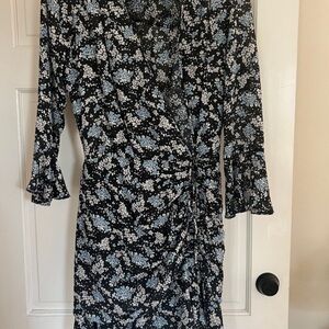 Floral Black and Blue Mini Dress